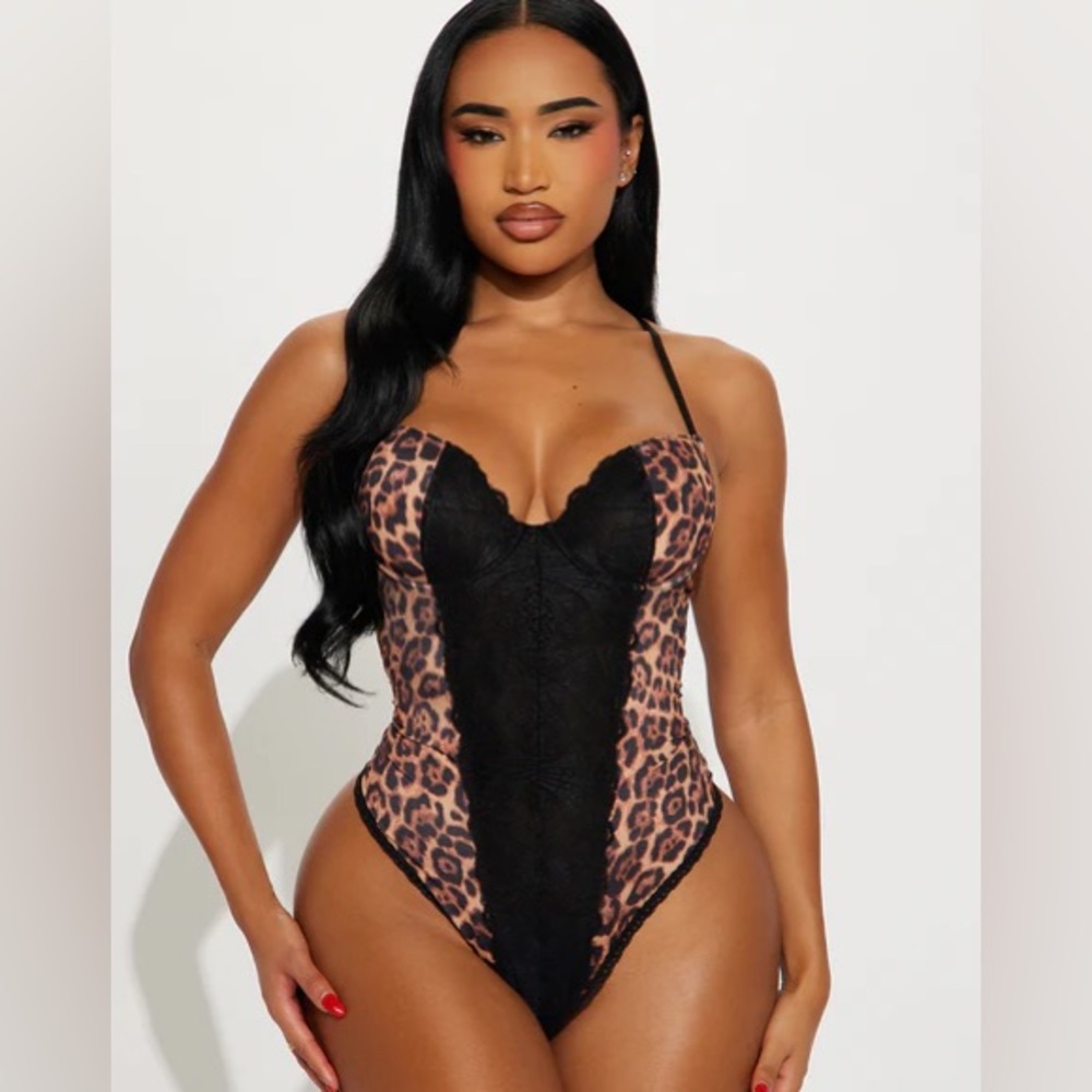 Walk On The Wild Side Leopard Print Lace Insert Teddy NEW 🏷️